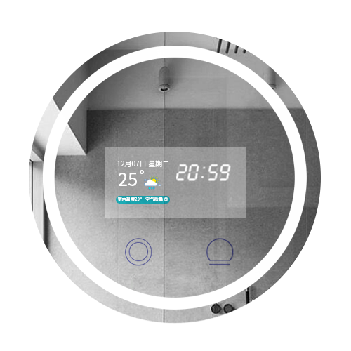 Kinstone 10.1 inch LCD Round Shape 60CM Diameter Bathroom Mirror Wall Hang Smart Mirror