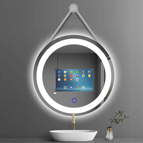 Kinstone 15.6 inch LCD Round Shape 60CM Diameter Bathroom Mirror Wall Hang Intelligent Smart Mirror