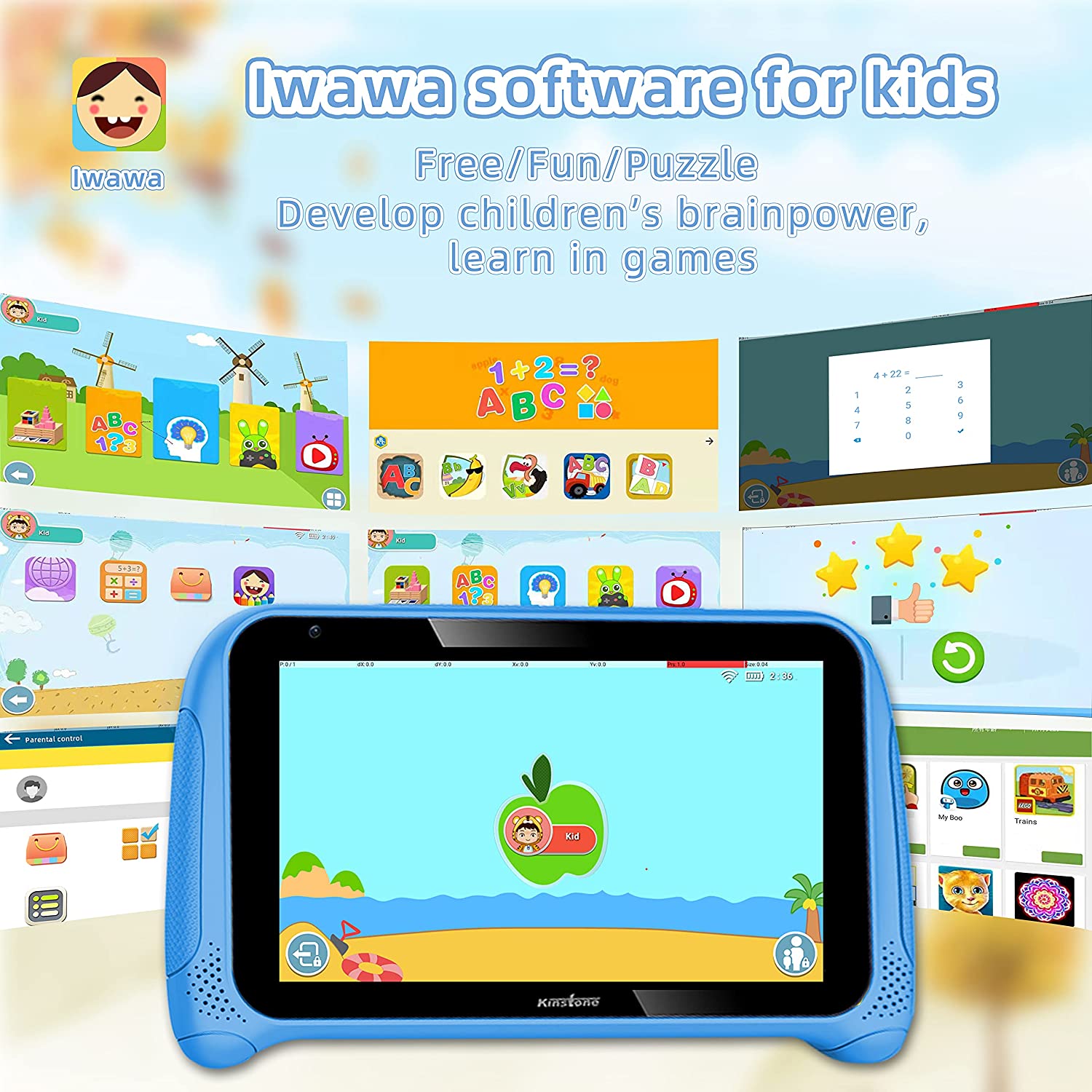 070CH-D Kinstone 7 inch Kids Tablet with Parental Control,Lovely Android 11 Tablets PC Quad Core 2GB RAM 32GB ROM Dual Camera Google Certified WiFi Bluetooth 4.2 ages3-12