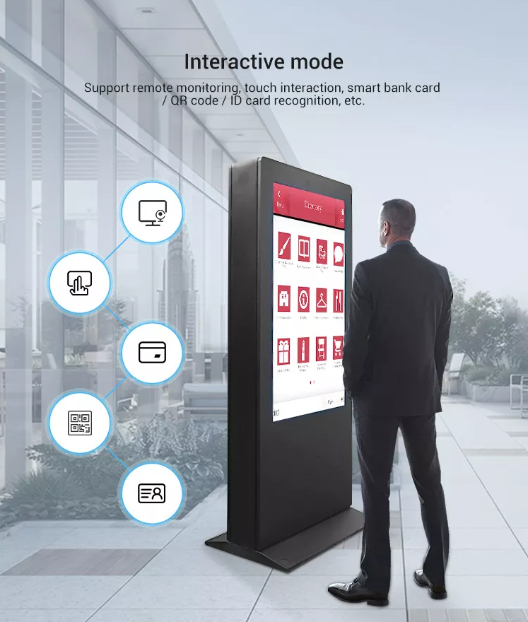 Kinstone Outdoor 55Inch IP65 Standalone Advertising Digital Signage Displays Kiosk Screens