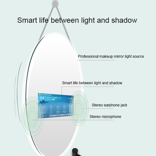 Kinstone 15.6 inch LCD 80CM Diameter Bathroom Mirror Wall Mount Intelligent Smart Mirror
